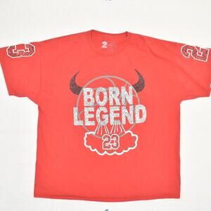 2 Monkeys Men's T Shirt Born Legend #23 Basketball Cotton Red Size 3XL Crew Neck